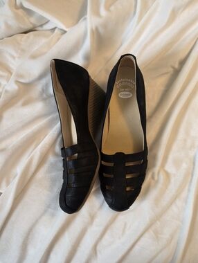 Dr scholls Women's 7 Be Free Black Wedge Pumps Faux Leather